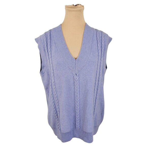 Sunday Best Aritzia Winston Light Purple Pastel Sweater Vest Cable Knit Sz M - Picture 1 of 9